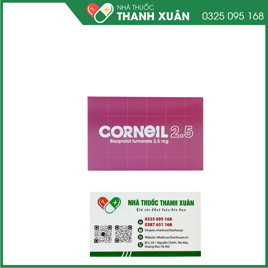 Corneil 2,5 điều trị tăng huyết áp, đau thắt ngực, suy tim mạn tính
